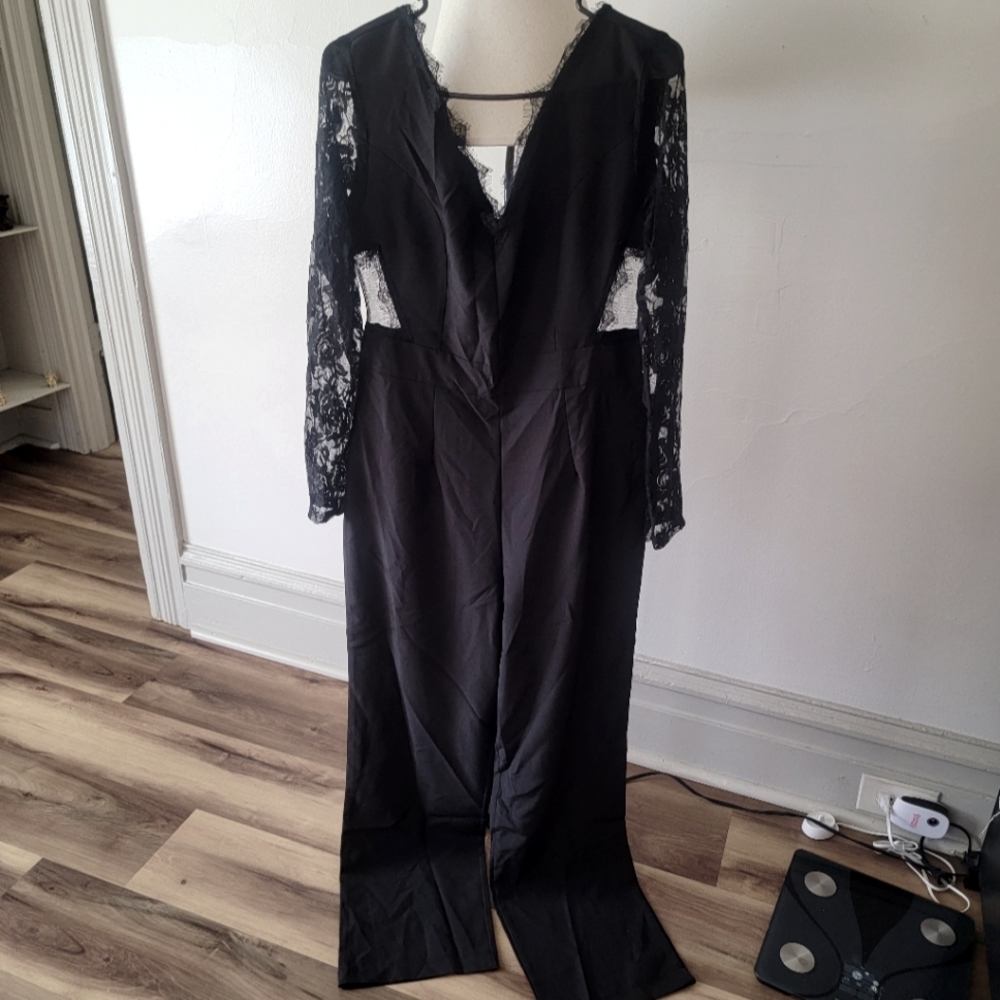 Black floral Mesh Jumpsuit
